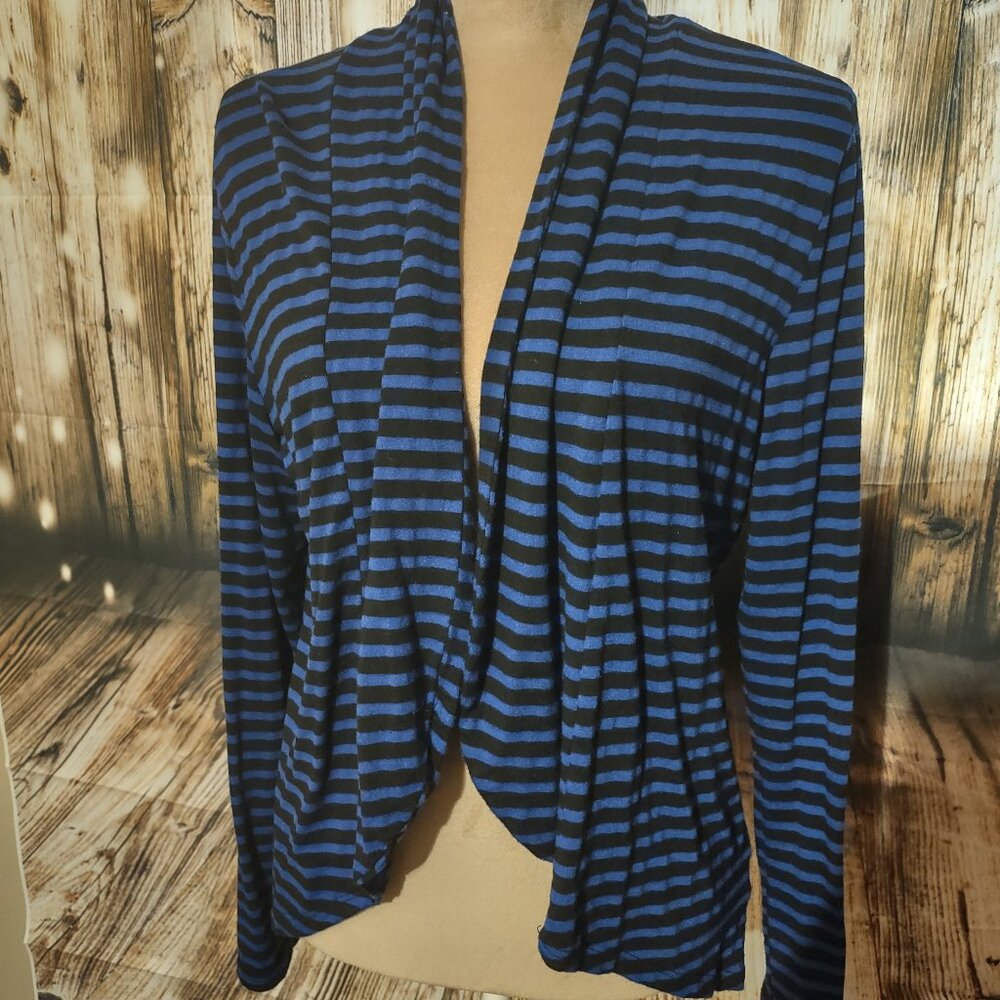 Susan Lawrence Black & Blue Striped Cardigan